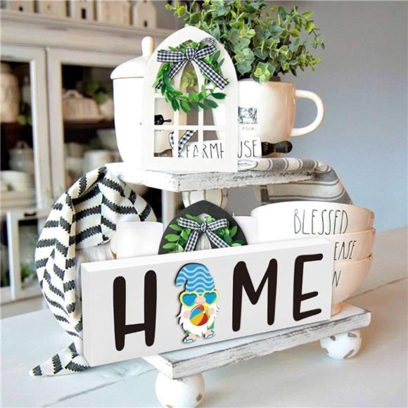 Easter Interchangeable Home Love Sign, Holiday Wood Decor w/ 12 PCS Magnet Gnome - Picture 6 of 6